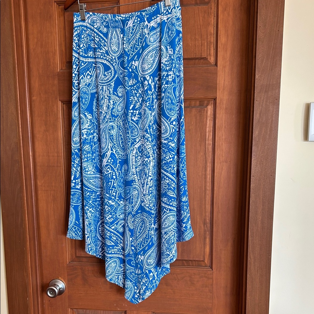 Chico's Asymmetrical Blue and White Paisley Skirt